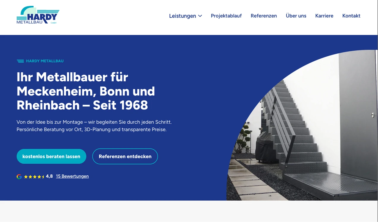 Metallbau Treppe für Meckenheim, Bonn und Rheinbach – seit 1968, individuelle Lösungen und transparente Preise.
