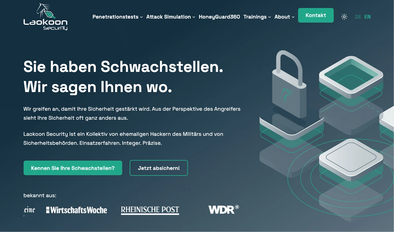 Sicherheitsdienstleistungen zur Identifizierung von Schwachstellen in IT-Systemen und Schutzmaßnahmen für Unternehmen.