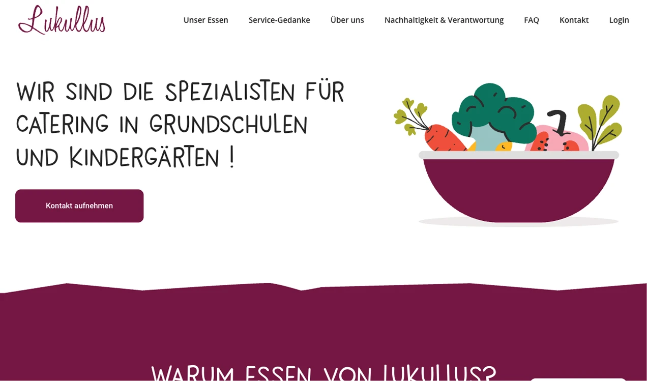 Bunte Schüssel mit frischem Gemüse für Catering in Grundschulen und Kindergärten.