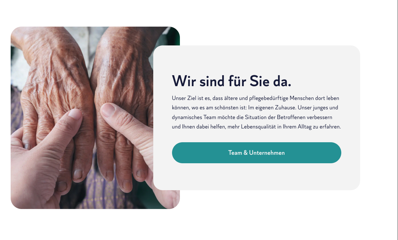 Hände von älteren und jüngeren Menschen, die sich berühren, symbolisieren Unterstützung und Pflege im Alltag.