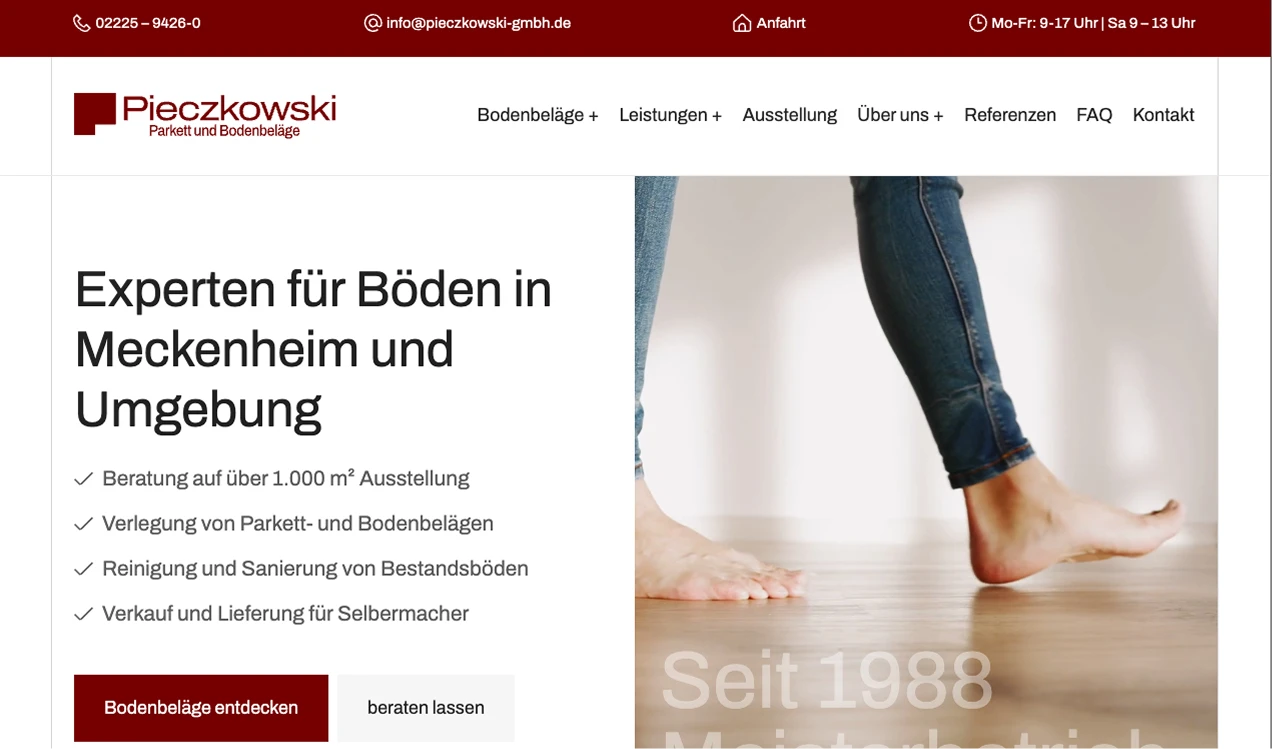 Experten für Bodenbeläge in Meckenheim, Beratung und Verlegung von Parkett- und Bodenbelägen.