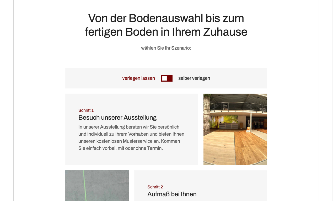 Bodenmusterausstellung mit verschiedenen Holzarten und modernen Designs für individuelle Wohnräume.